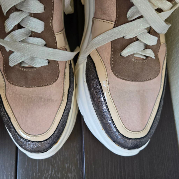 Clorinda Antinori Leather Suede Statement Sneakers 39 US 8.5 Pink Brown Gray - Picture 9 of 10